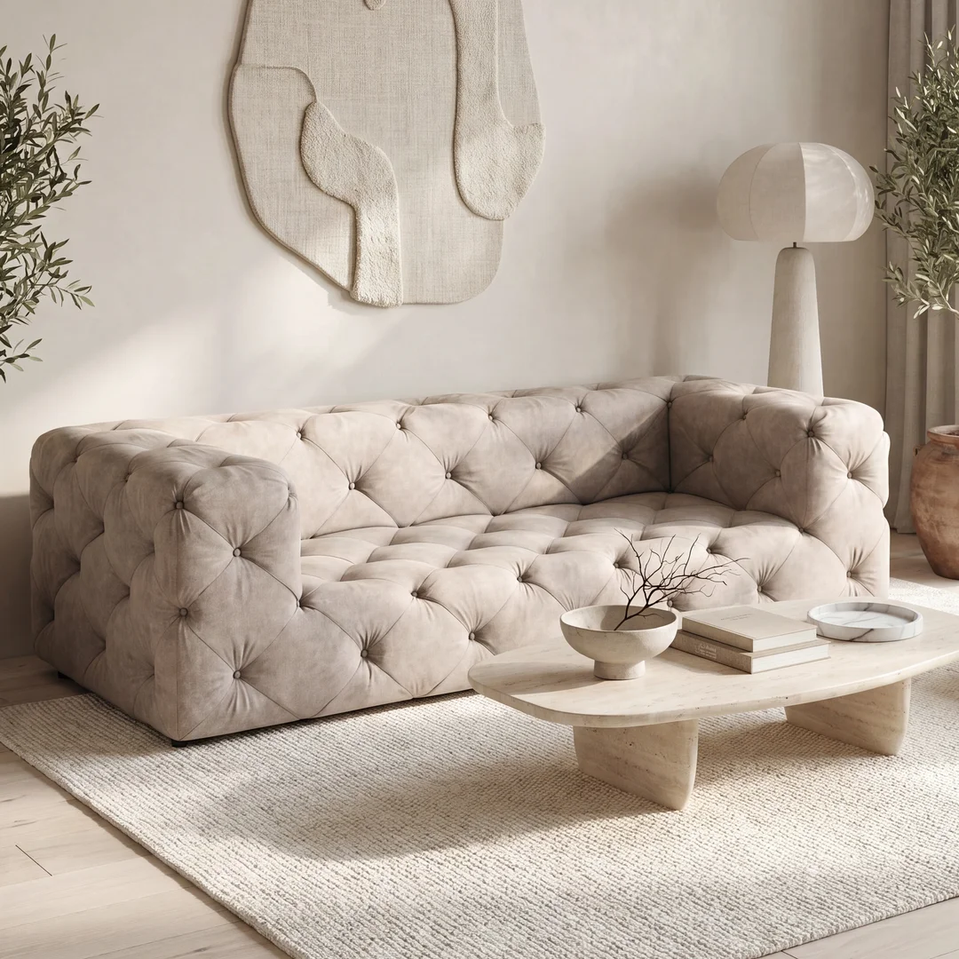 Sofa trzyosobowa pikowana premium Chesterfield BENTLEY 230x100 — Enjoy New 1