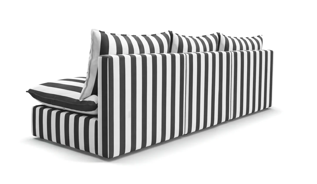 Sofa ogrodowa modułowa Marvella 1 w czarne pasy tkanina outdoor — zdjęcie 5
