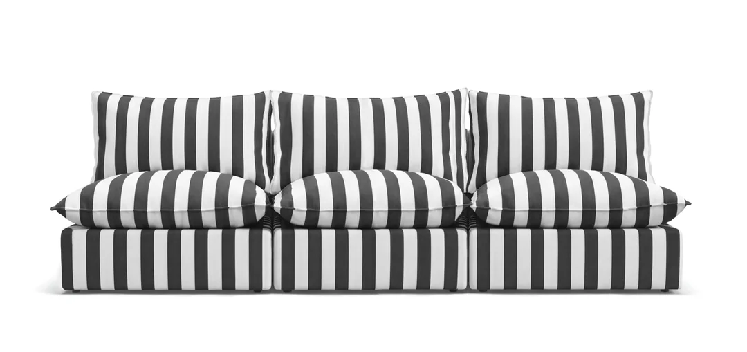 Sofa ogrodowa modułowa Marvella 1 w czarne pasy tkanina outdoor — zdjęcie 3
