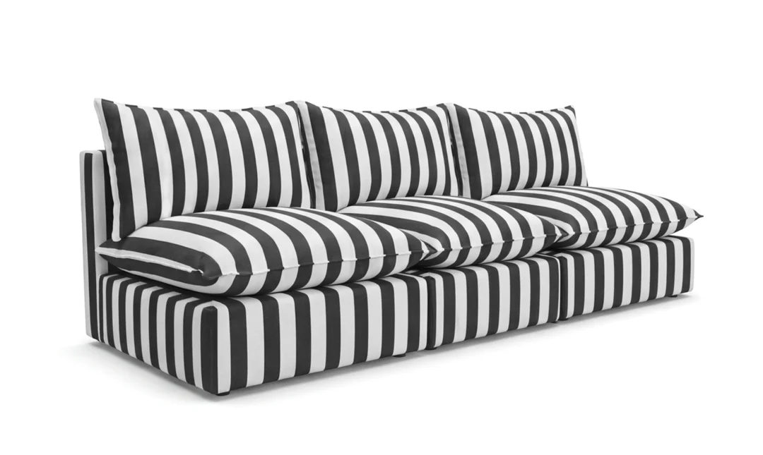 Sofa ogrodowa modułowa Marvella 1 w czarne pasy tkanina outdoor — zdjęcie 2