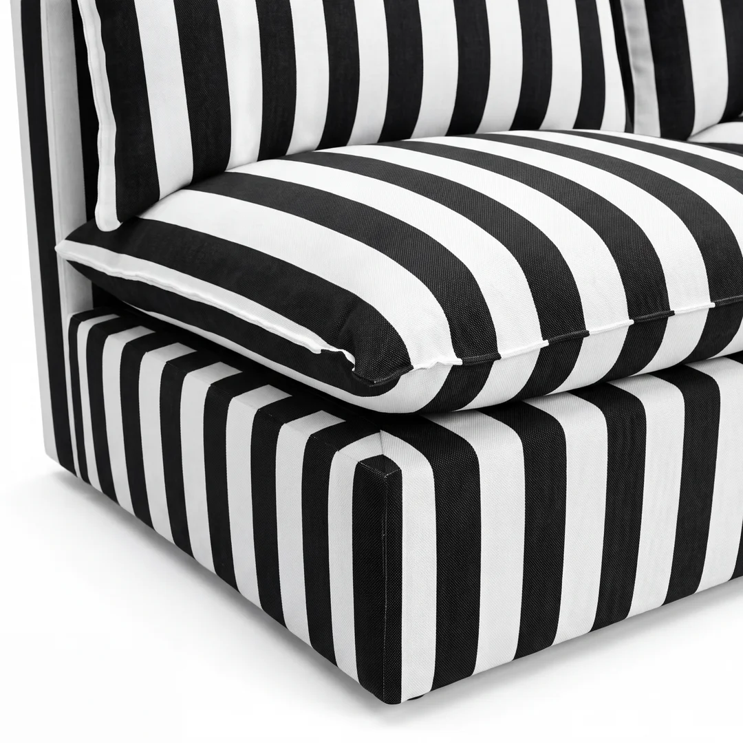 Sofa ogrodowa modułowa Marvella 1 w czarne pasy tkanina outdoor — zdjęcie 4