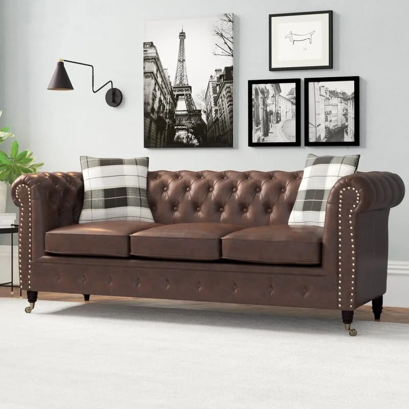 Sofa trzyosobowa pikowana Chesterfield VINCENT 203x87 — MG14