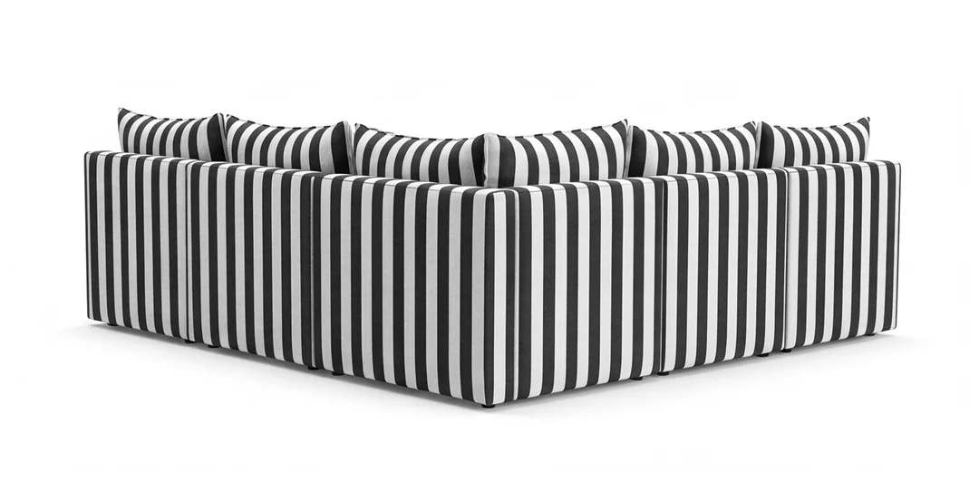 Narożnik ogrodowy Marvella 2 modułowa sofa Outdoor w czarne paski — zdjęcie 5