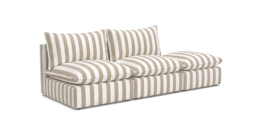 Jasna sofa tarasowa Marvella 3 - Nowoczesna sofa modułowa outdoor w pasy — zdjęcie 2