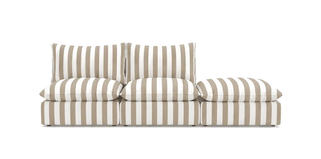 Jasna sofa tarasowa Marvella 3 - Nowoczesna sofa modułowa outdoor w pasy — zdjęcie 3