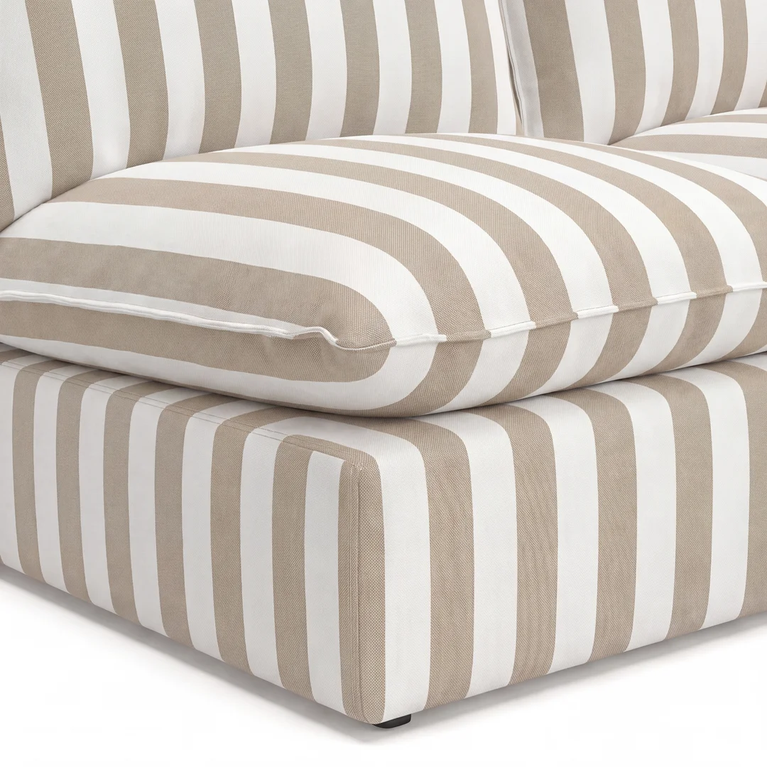 Jasna sofa tarasowa Marvella 3 - Nowoczesna sofa modułowa outdoor w pasy — zdjęcie 4