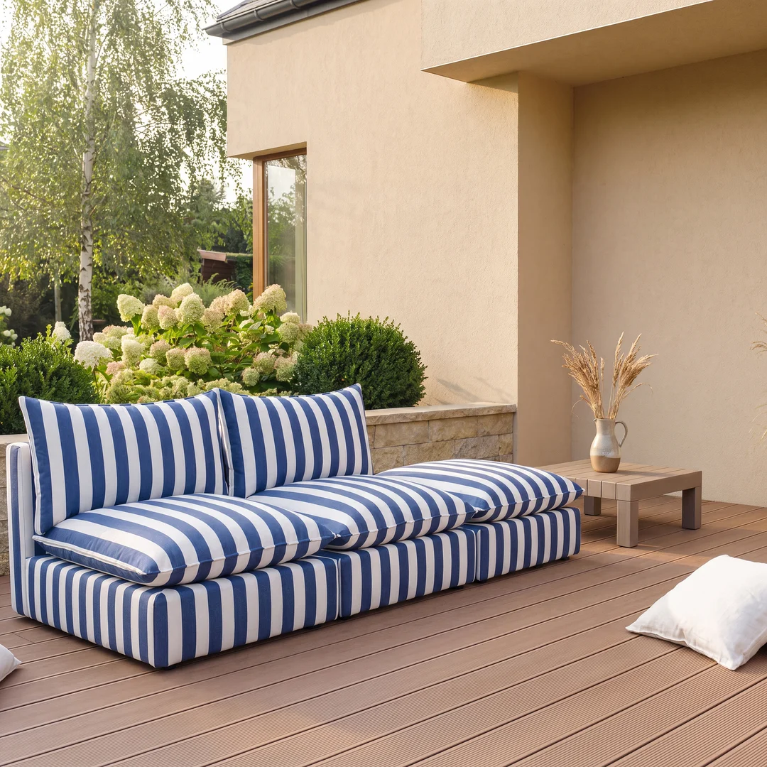 Niebieska sofa ogrodowa Marvella 3 - modułowa wodoodporna outdoor UV — zdjęcie 6