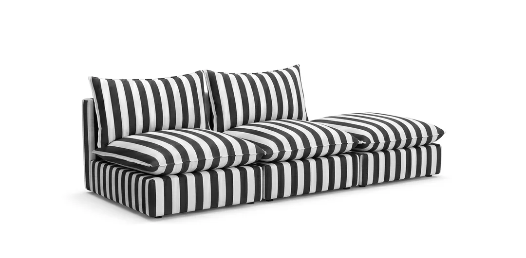 Czarna sofa ogrodowa Marvella 3 - modułowa sofa z wodoodpornej tkaniny outdoor — zdjęcie 2