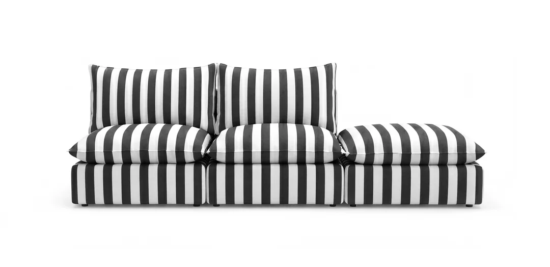 Czarna sofa ogrodowa Marvella 3 - modułowa sofa z wodoodpornej tkaniny outdoor — zdjęcie 3