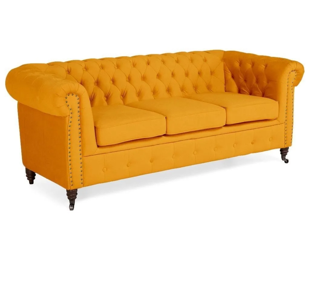 Sofa trzyosobowa pikowana Chesterfield VINCENT 203x87 — Magic Velvet 2212