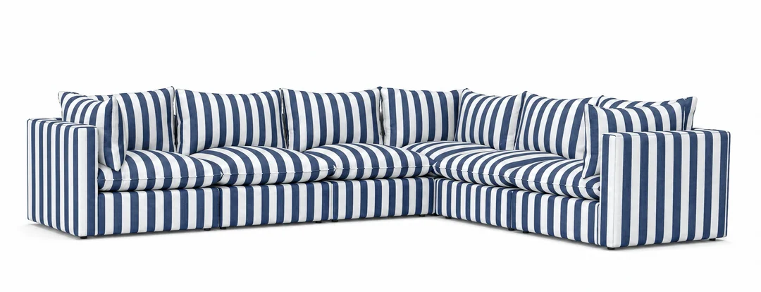 Modułowy narożnik ogrodowy Marvella 8 w niebieskie pasy outdoor — zdjęcie 3