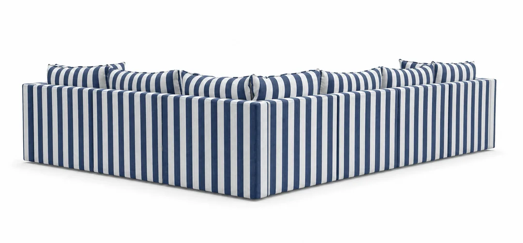 Modułowy narożnik ogrodowy Marvella 8 w niebieskie pasy outdoor — zdjęcie 5