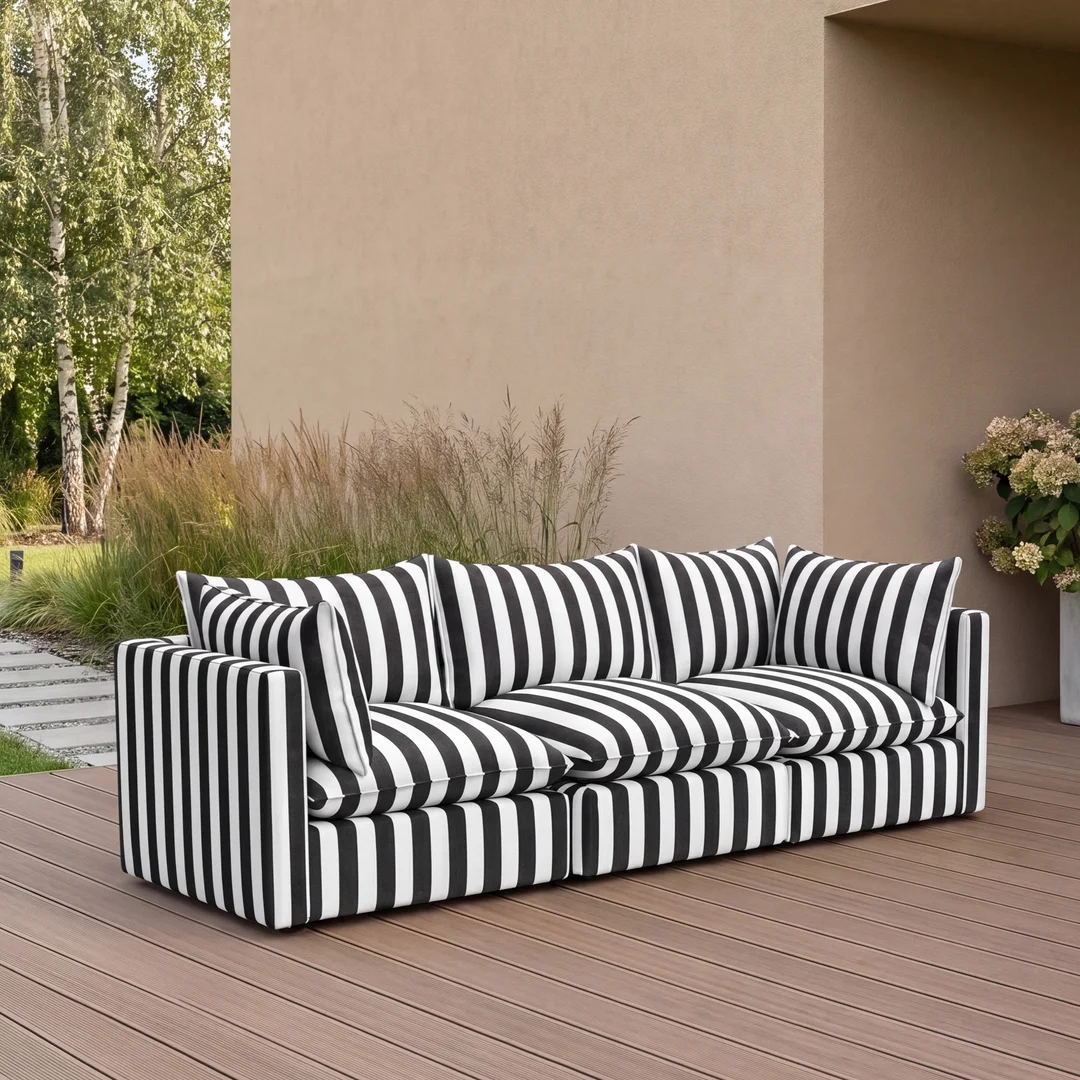 Sofa w czarne pasy outdoor modułowa Marvella 9 - nowoczesna do ogrodu — zdjęcie 1
