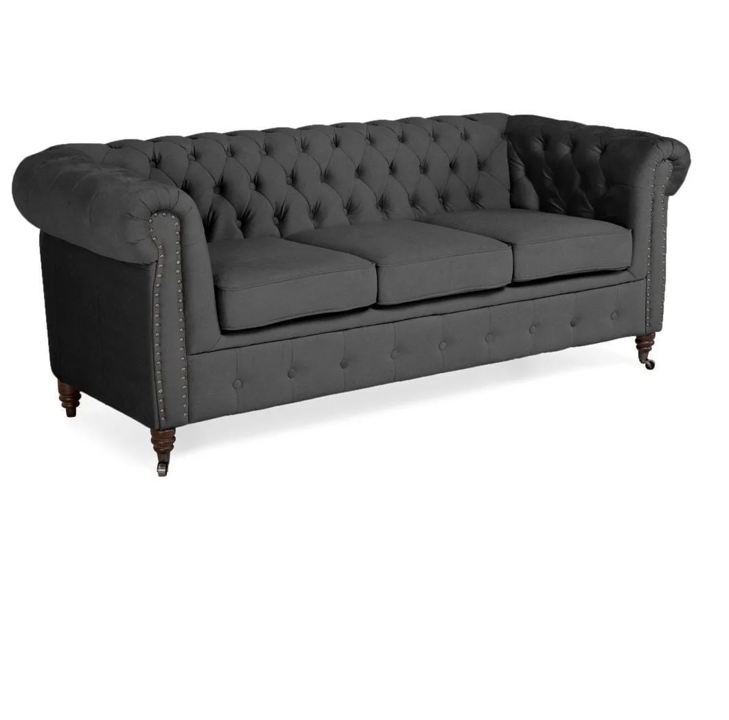 Sofa trzyosobowa pikowana Chesterfield VINCENT 203x87 — Riviera 95