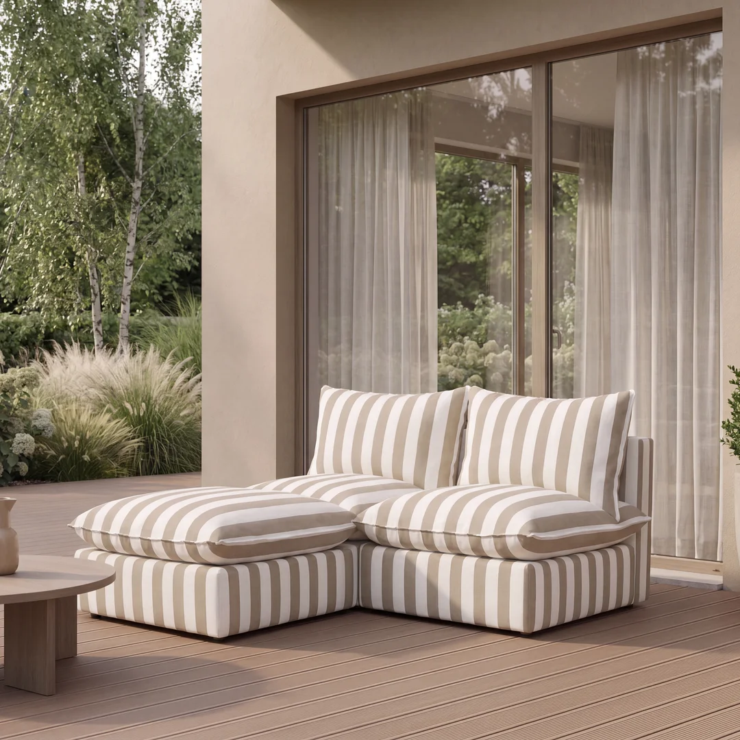 Modułowy narożnik ogrodowy Marvella 12 - Nowoczesne meble beżowe outdoor — zdjęcie 1