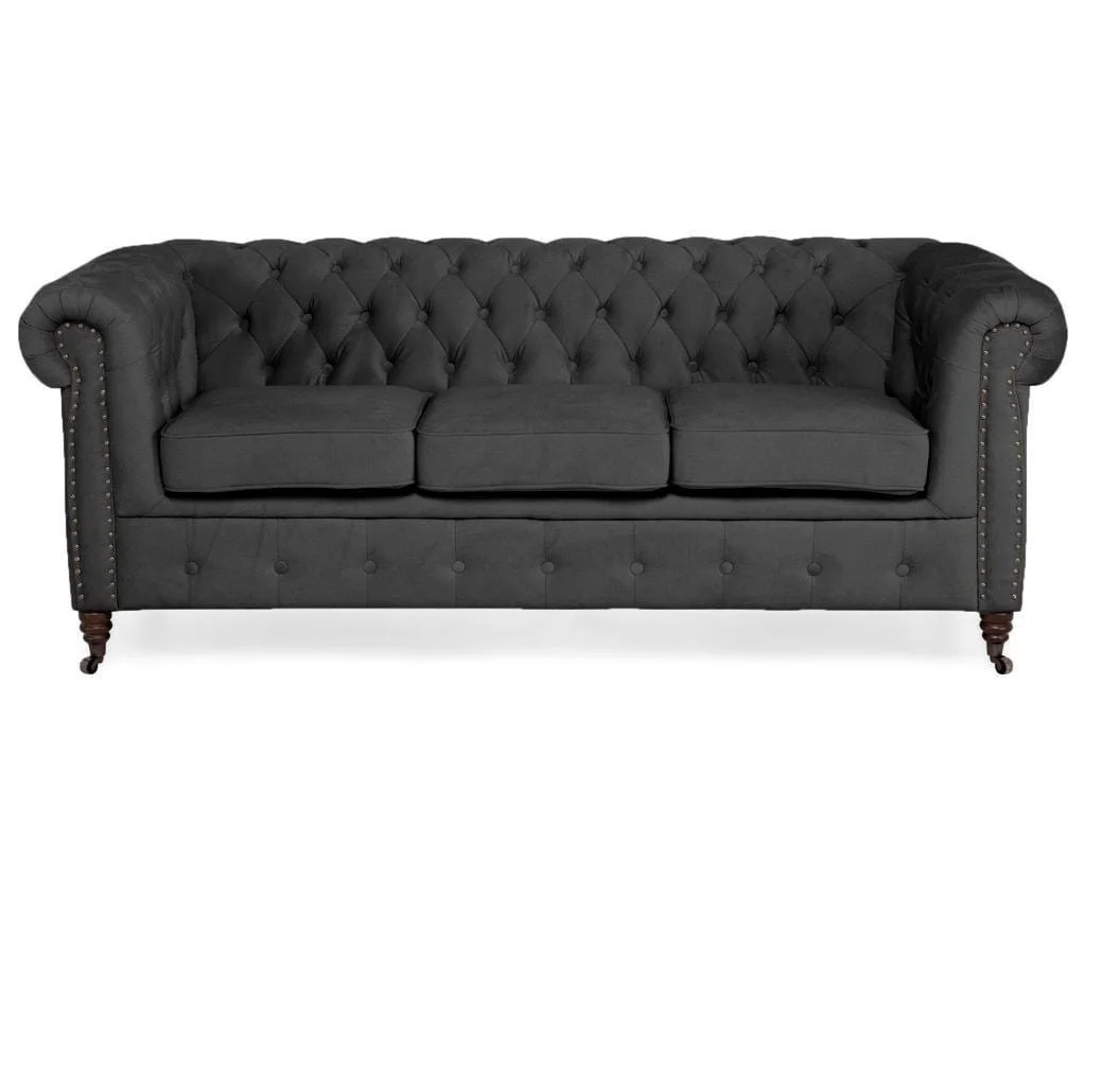 Sofa trzyosobowa pikowana Chesterfield VINCENT 203x87 — Riviera 95