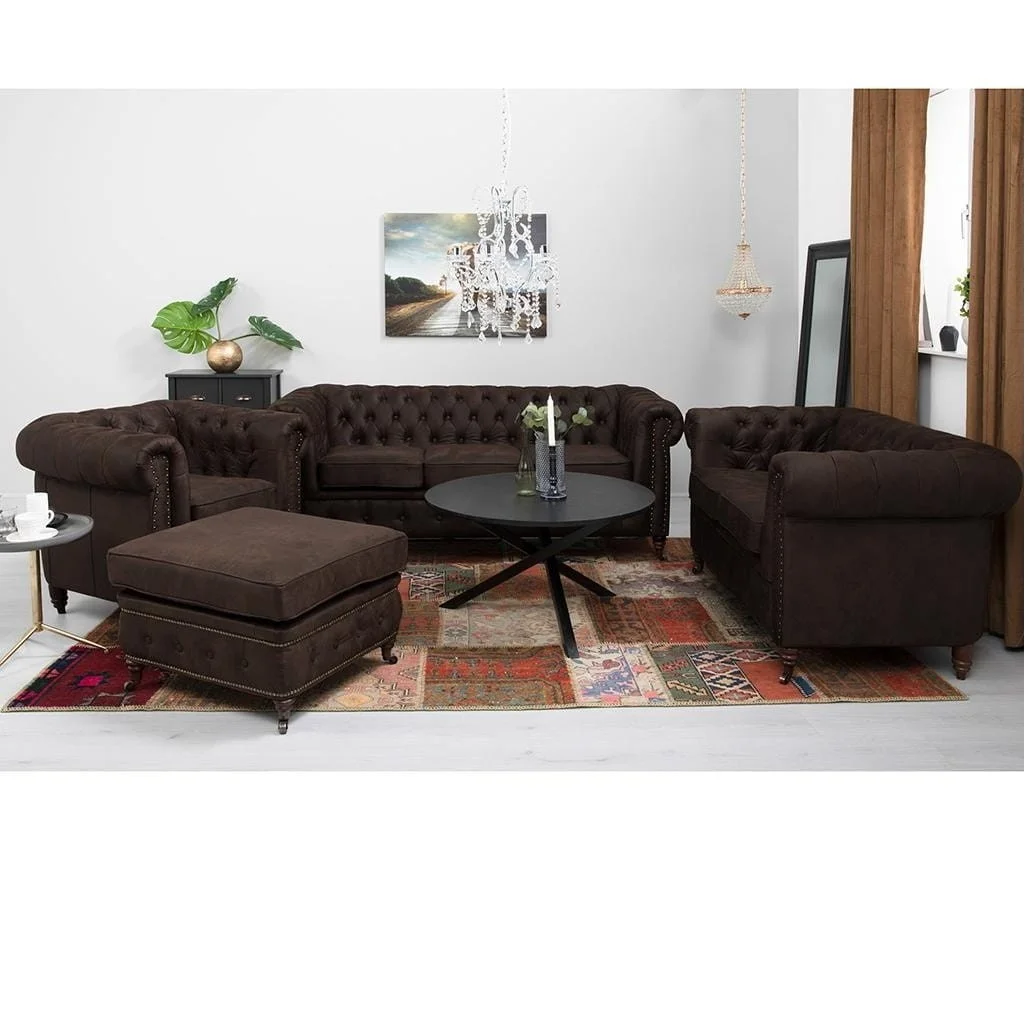 Sofa trzyosobowa pikowana Chesterfield VINCENT 203x87 — Gobi 04