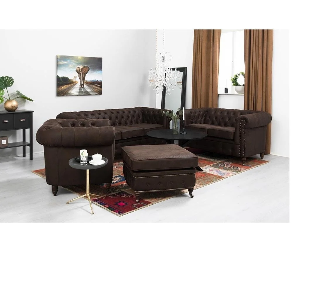 Sofa trzyosobowa pikowana Chesterfield VINCENT 203x87 — Gobi 04