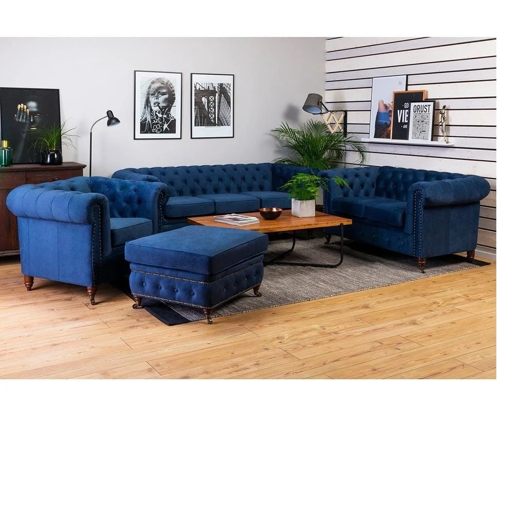 Sofa trzyosobowa pikowana Chesterfield VINCENT 203x87 — zdjęcie 28
