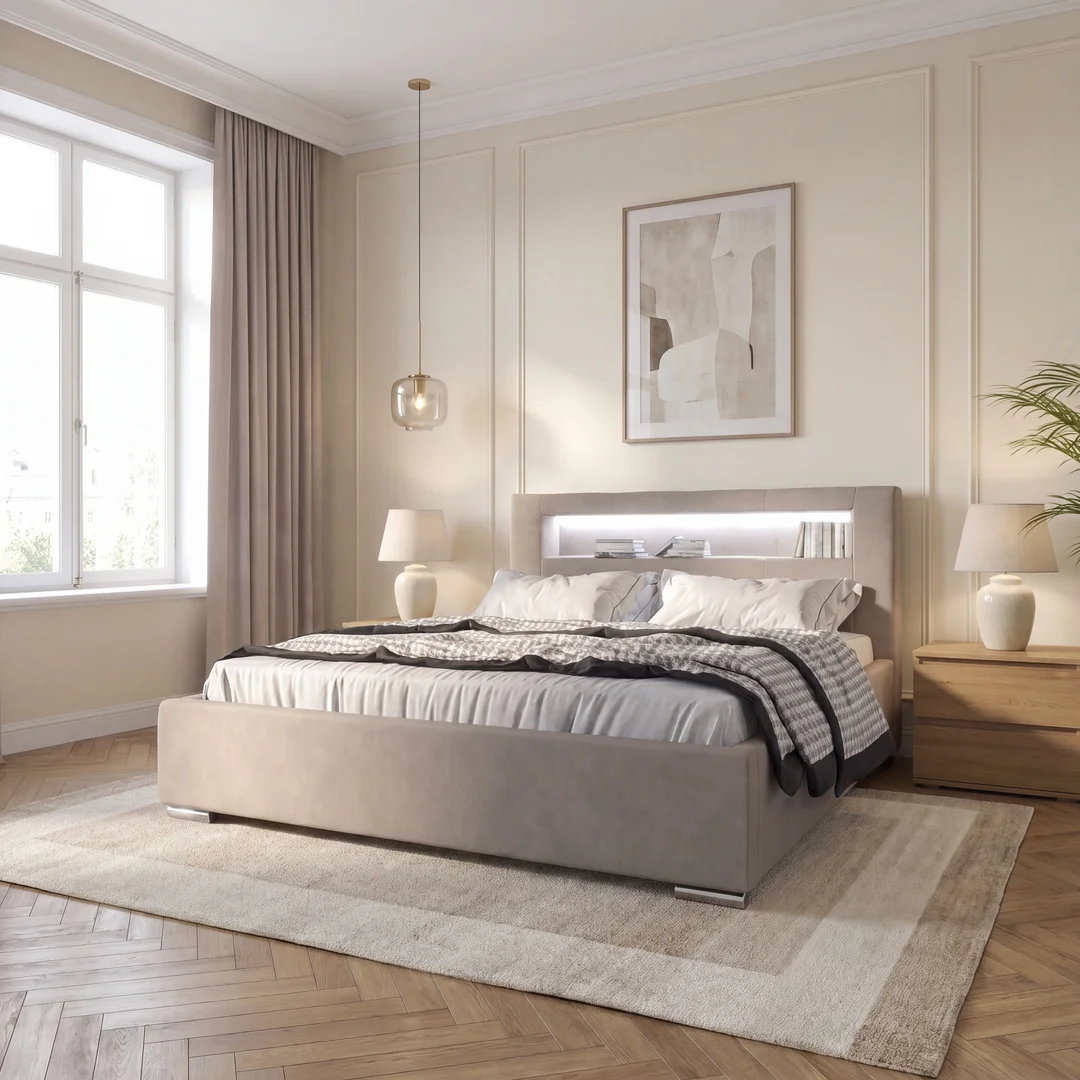 Łóżko tapicerowane PRESTIGE LED — zdjęcie 1