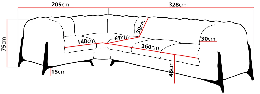 Narożnik pięcioosobowy pikowany KALIFORNIA 1+E+3 Chesterfield glamour 328x205 — zdjęcie 14