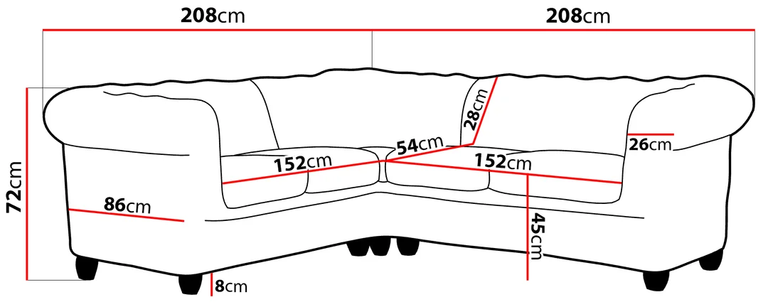 Narożnik pięcioosobowy FELIX 2+E+2 pikowany Chesterfield 208x208 — zdjęcie 16