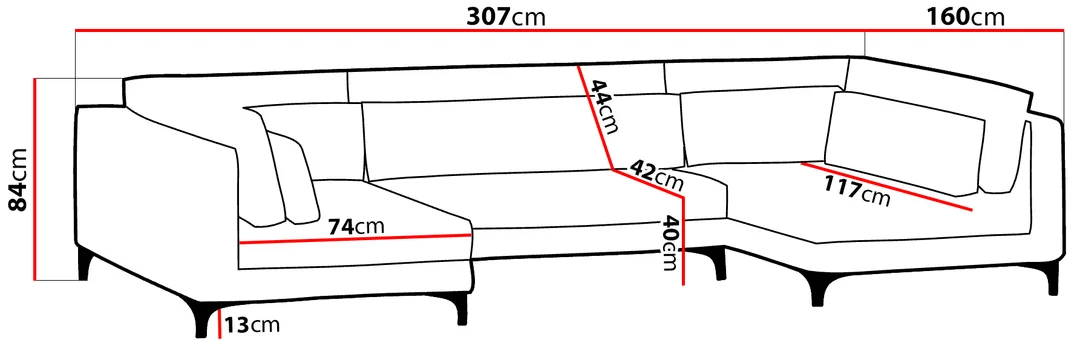 Narożnik sześcioosobowy nowoczesny COIN U 307x160 — zdjęcie 17
