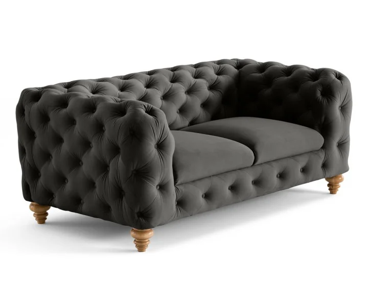Sofa dwuosobowa pikowana TEO WOOD Chesterfield 185x100 — Riviera 95