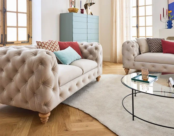 Sofa dwuosobowa pikowana TEO WOOD Chesterfield 185x100 — Riviera 21