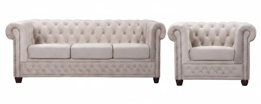 Zestaw mebli pikowanych Chesterfield 3+1 FELIX — zdjęcie 2