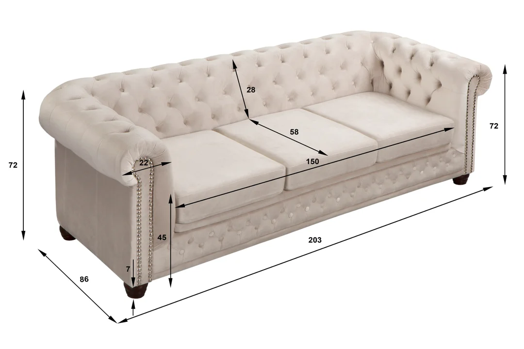 Zestaw mebli pikowanych Chesterfield 3+2+1 FELIX — Riviera 21