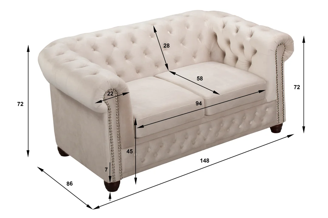 Zestaw mebli pikowanych Chesterfield 3+2+1 FELIX — Riviera 21