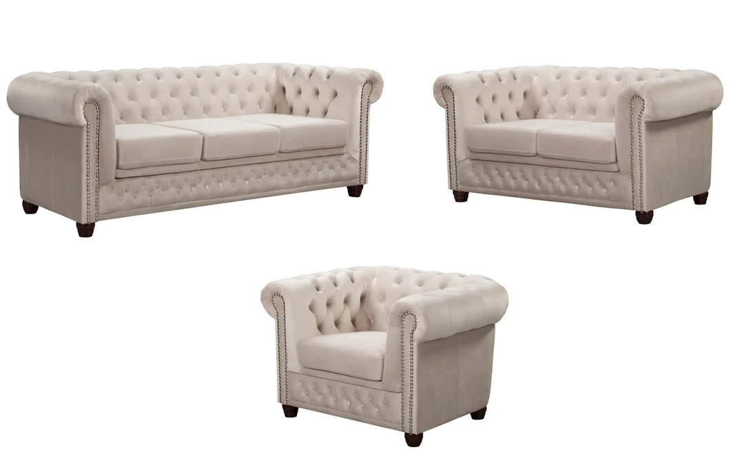 Zestaw mebli pikowanych Chesterfield 3+2+1 FELIX — Riviera 21