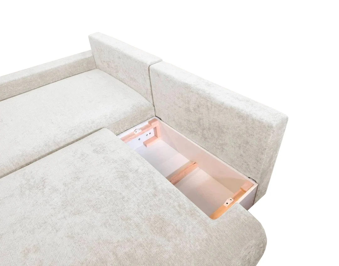 Nowoczesny narożnik L-kształtny czteroosobowy z funkcją spania Merlin 238x140 — Vibe 03