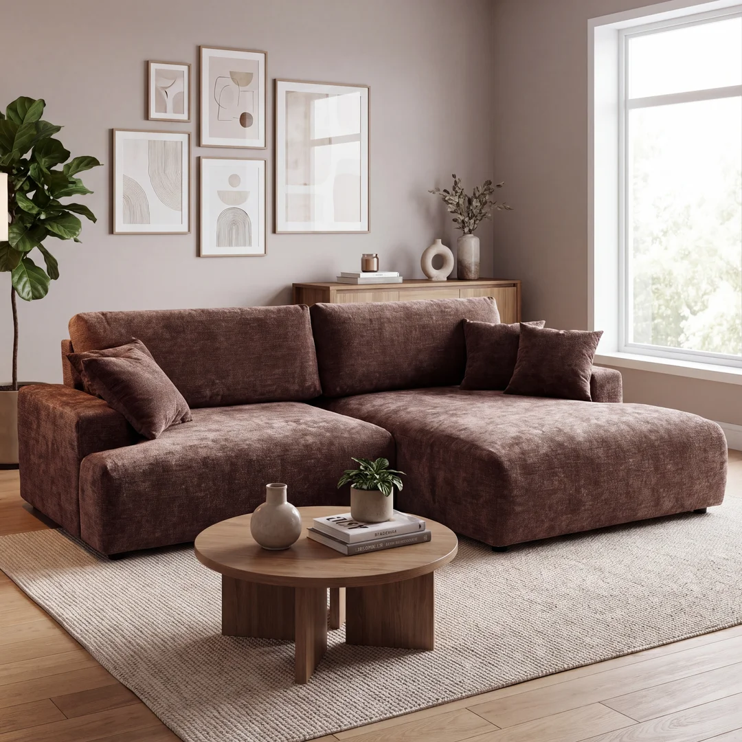 Nowoczesny narożnik L-kształtny czteroosobowy z funkcją spania Merlin 238x140 — Vibe 28