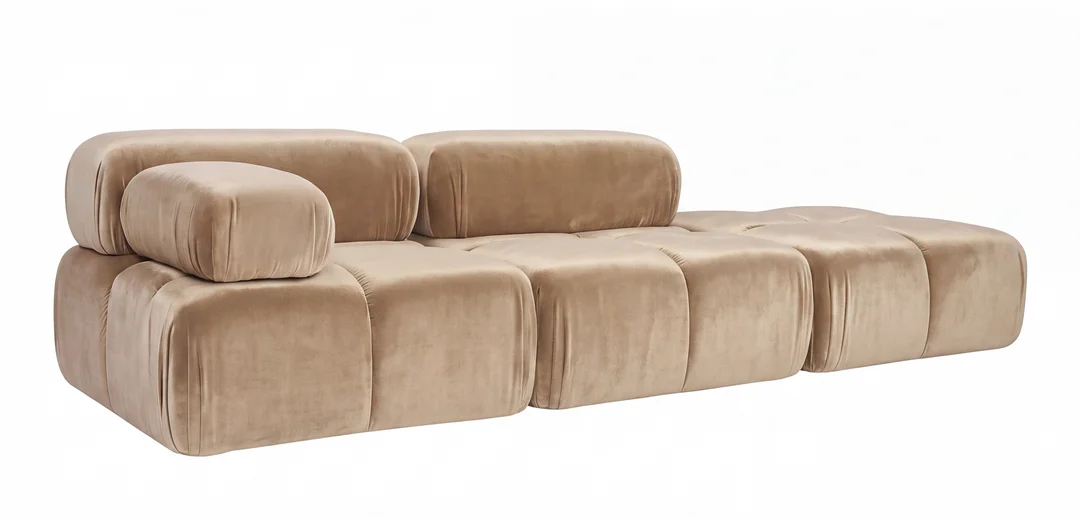 Sofa modułowa Ovalia czteroosobowa z elastyczną konfiguracją 288x96 — French Velvet 653