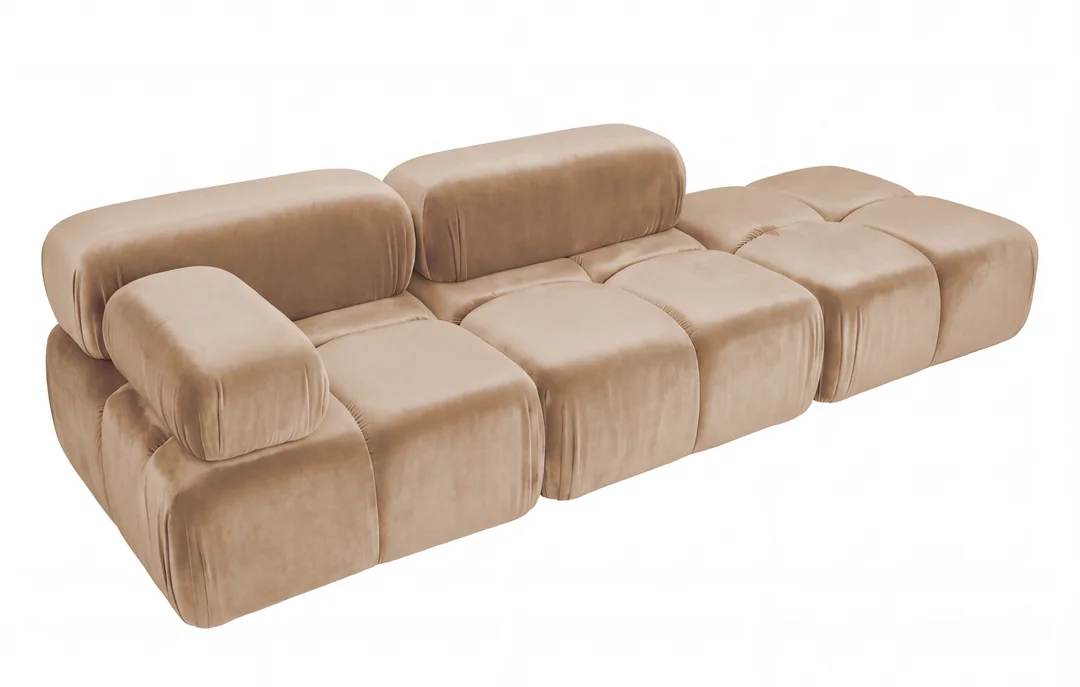 Sofa modułowa Ovalia czteroosobowa z elastyczną konfiguracją 288x96 — French Velvet 653