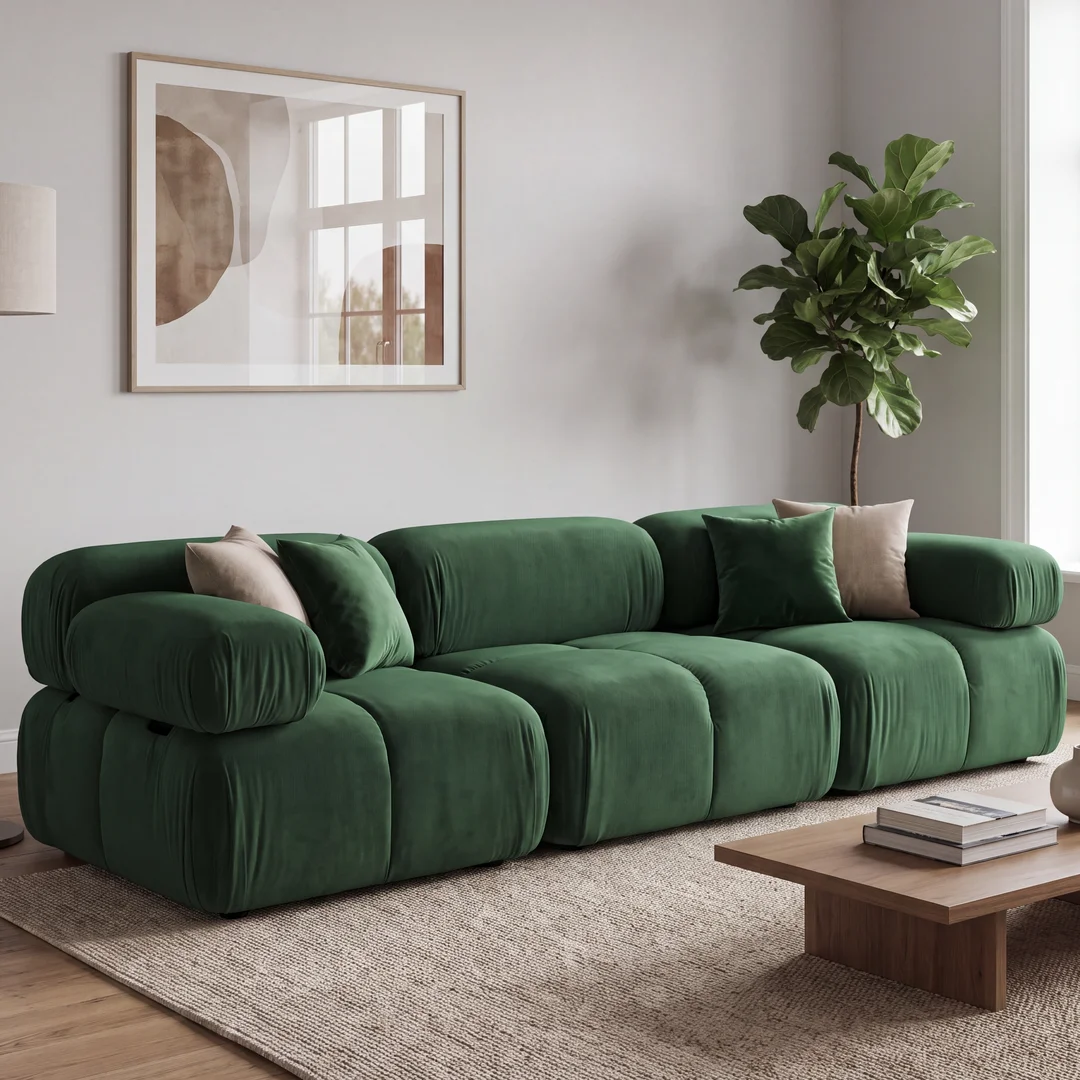 Sofa modułowa Ovalia trzyosobowa z elastyczną konfiguracją 288x96 — French Velvet 658