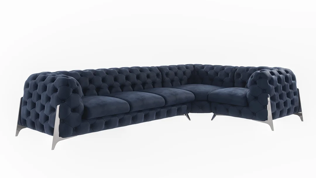 Narożnik pięcioosobowy pikowany KALIFORNIA 3+E+1 luksusowy glamour 328x205 — Riviera 81
