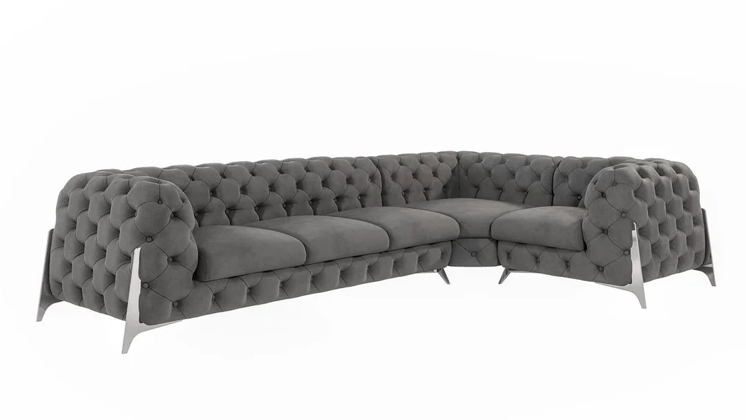Narożnik pięcioosobowy pikowany KALIFORNIA 3+E+1 luksusowy glamour 328x205 — Riviera 91