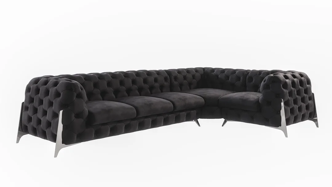 Narożnik pięcioosobowy pikowany KALIFORNIA 3+E+1 luksusowy glamour 328x205 — Riviera 100