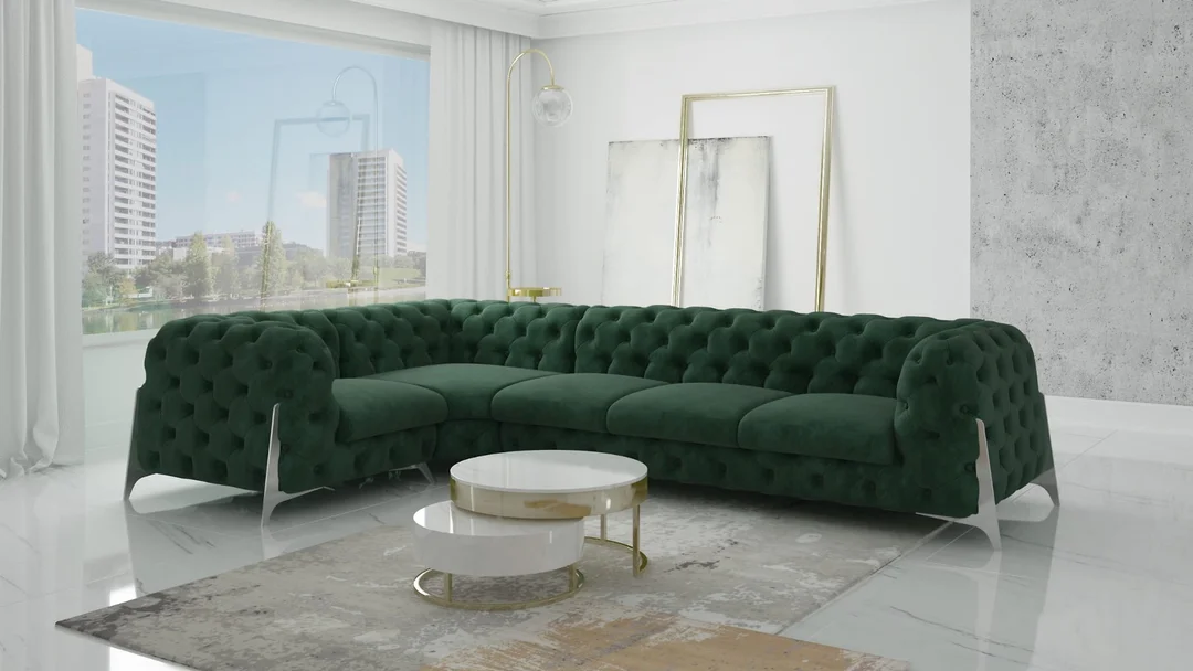 Narożnik pięcioosobowy pikowany KALIFORNIA 1+E+3 Chesterfield glamour 328x205 — Riviera 38