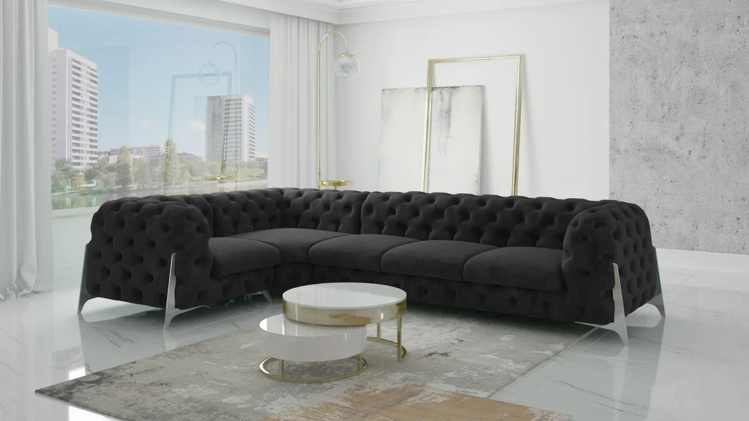 Narożnik pięcioosobowy pikowany KALIFORNIA 1+E+3 Chesterfield glamour 328x205 — Riviera 100