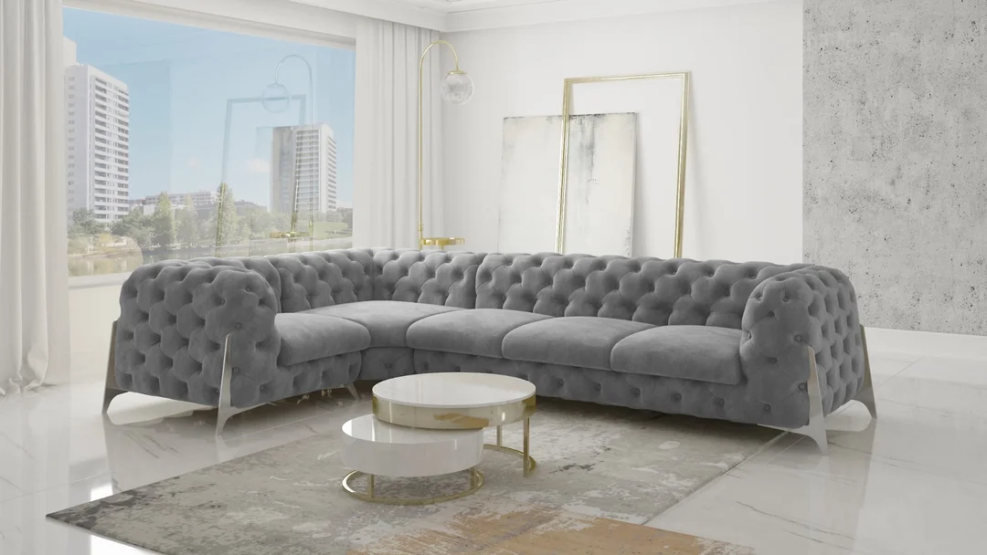 Narożnik pięcioosobowy pikowany KALIFORNIA 1+E+3 Chesterfield glamour 328x205 — Riviera 16