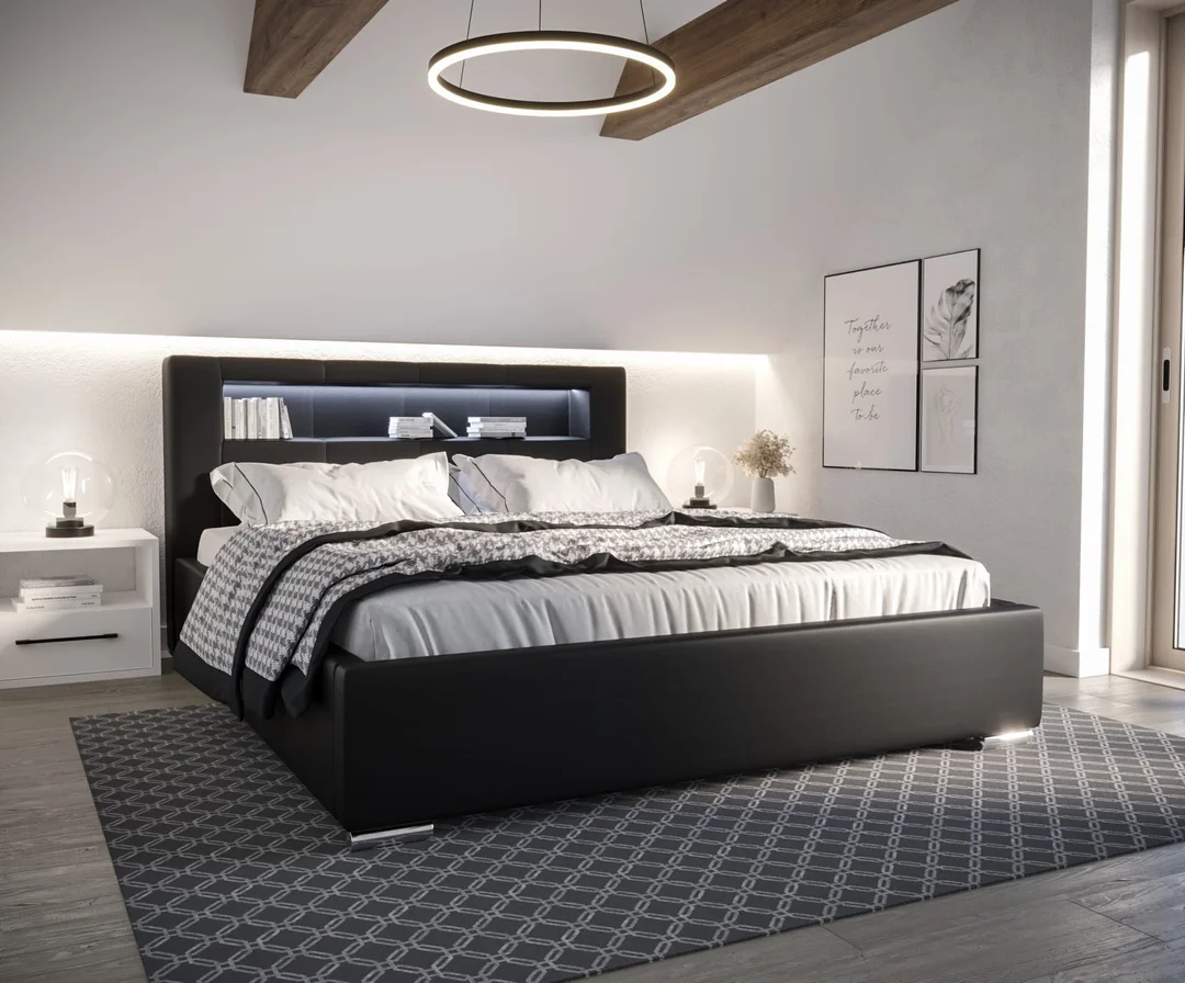 Łóżko tapicerowane PRESTIGE LED — Riviera 100