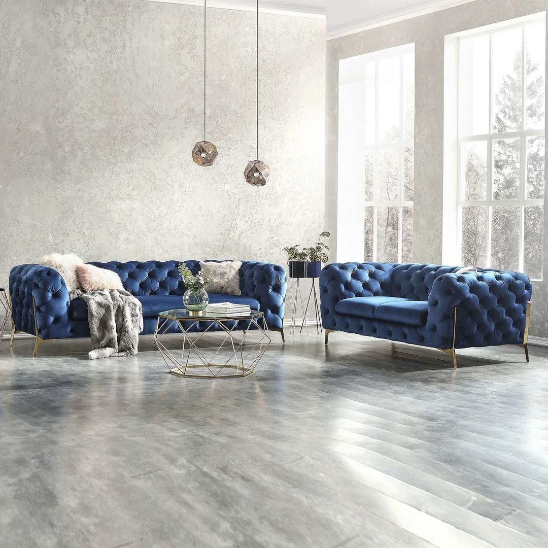 Zestaw mebli pikowanych glamour luksusowy 3+2 TEO HIGH — Riviera 81