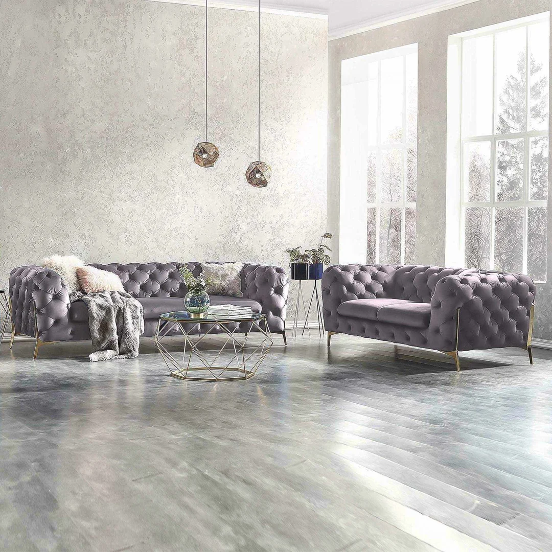 Zestaw mebli pikowanych glamour luksusowy 3+2 TEO HIGH — Riviera 62