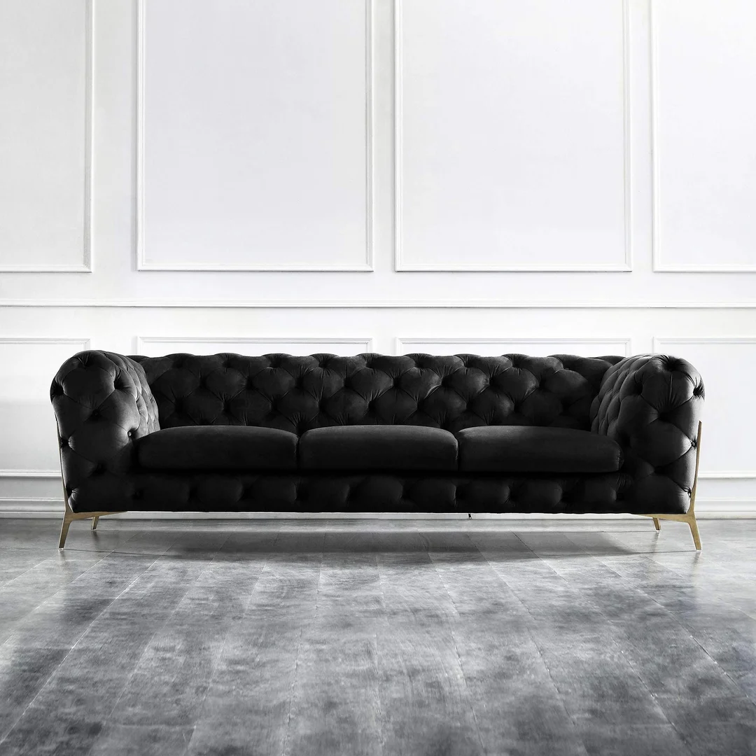 Zestaw mebli pikowanych glamour luksusowy 3+2 TEO HIGH — Riviera 100