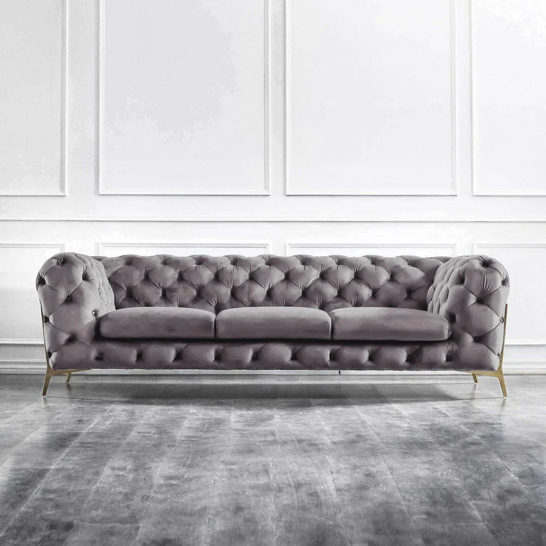 Zestaw mebli pikowanych glamour luksusowy 3+2 TEO HIGH — Riviera 62