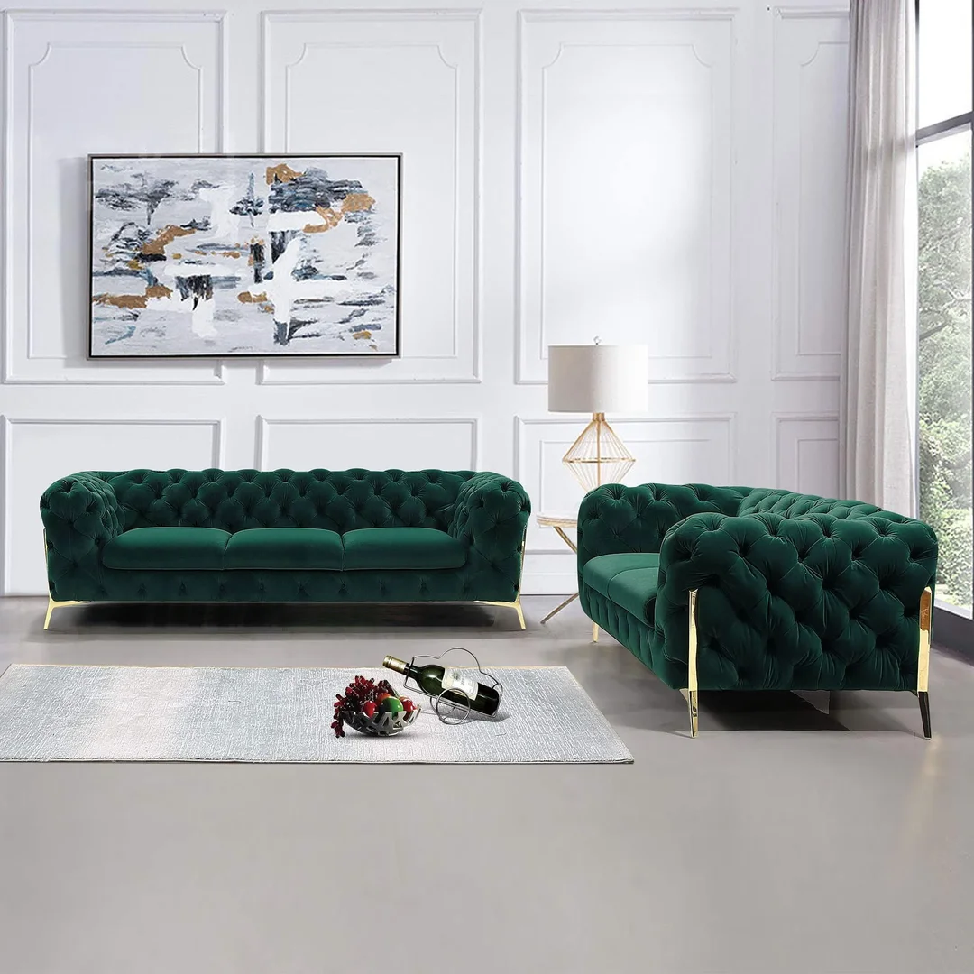 Zestaw mebli pikowanych glamour luksusowy 3+2 TEO HIGH — Riviera 38